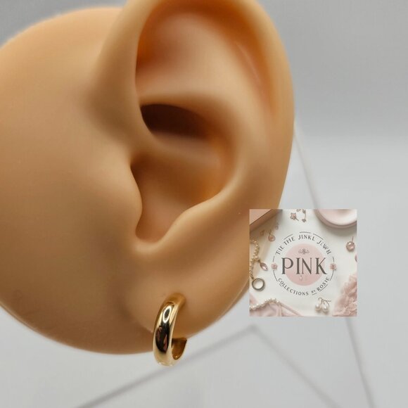 New 10 mm half loop earring in K18 real Gold Stamped